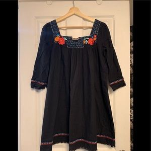 IDANO Black Embroidered Dress